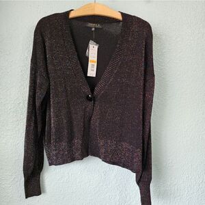 Joseph A multicolored metallic parade luxecore button front cardigan